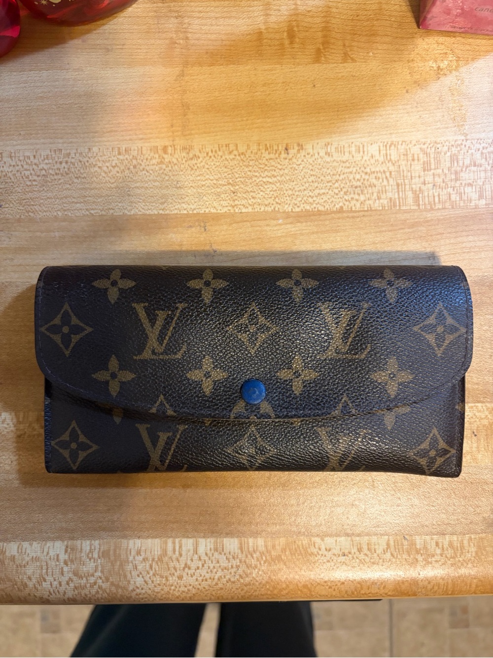 Louis Vuitton Monogram Canvas Brown Wallet with Blue Snap